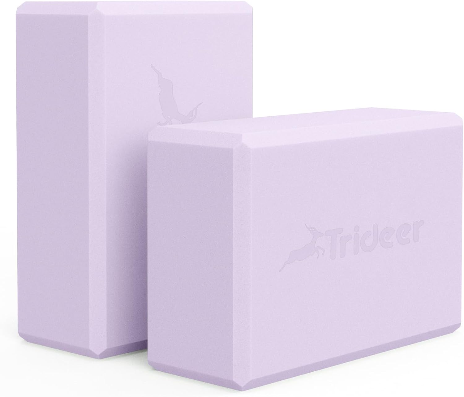 Trideer Yoga Blocks 2 Pack, Soft Non-Slip Foam Blocks with Beveled Edges for Alignment and Stretching in Yoga, Pilates, and Dance – Supportive, Lightweight, Odor Resistant, Latex-Free