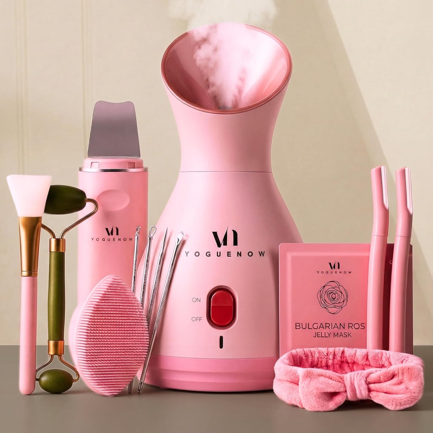 Facial Steamer Spa Kit with Complimentary 17 Skin Care Tools | Face Steamer for Facial Deep Cleaning with Towel Warmer & Humidifier Mode| Self Care Gifts for Women, Spa Gifts, Birthday Gifts for Women