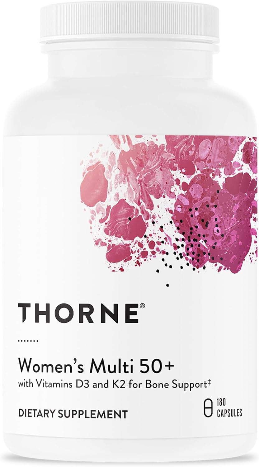 THORNE – Women’s Multi 50+ – Comprehensive Daily Multi with Vitamins A, B6, B12, C, D, E, K, Zinc & More – Support Heart, Brain, Bone & Immune Health* – Third-Party Certified – 180 Capsules