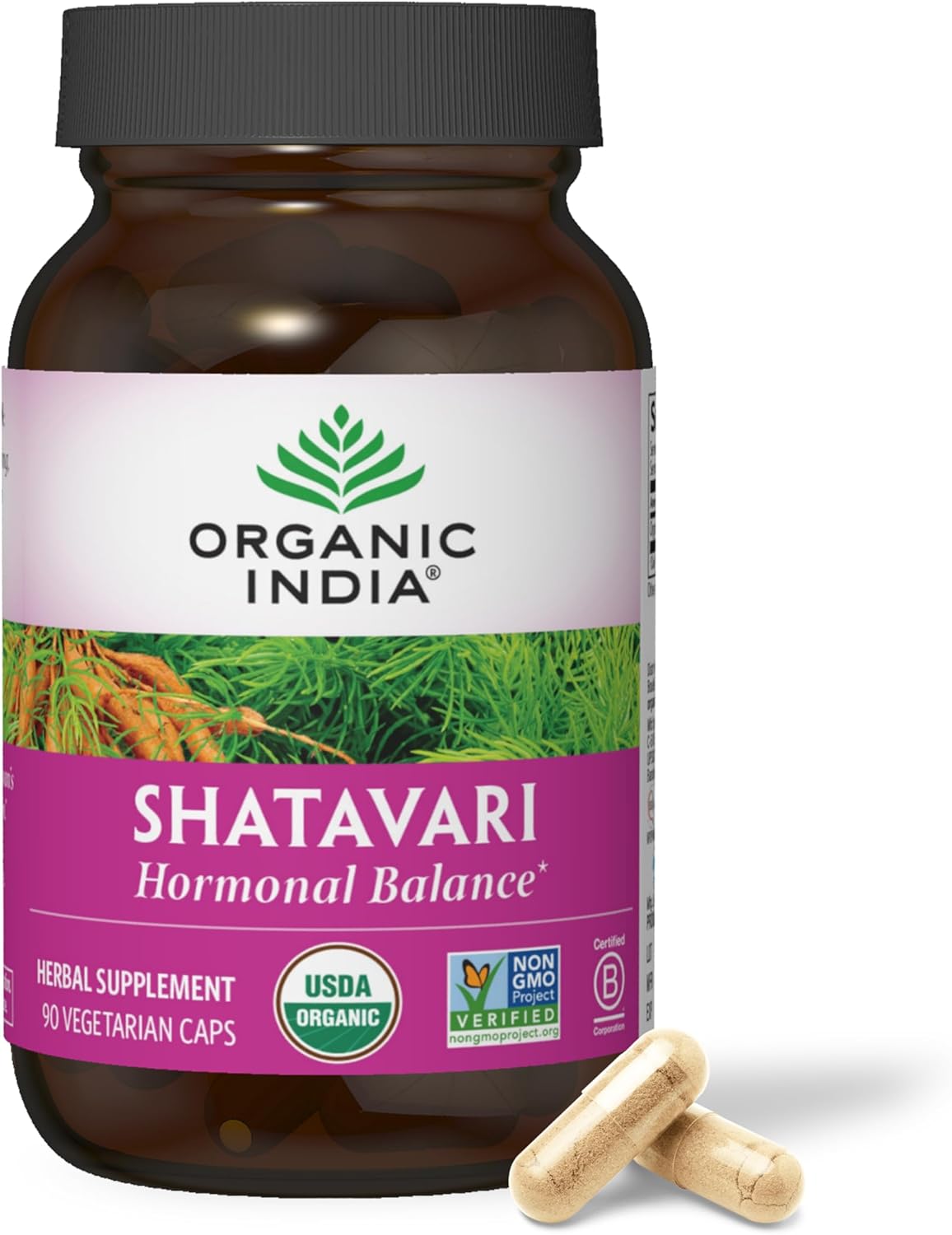 ORGANIC INDIA Shatavari Herbal Supplement – Supports Hormonal Balance, Immune and Inflammatory Response, Vegan, Gluten-Free, USDA Organic, Supports Reproductive Health – 90 Capsules