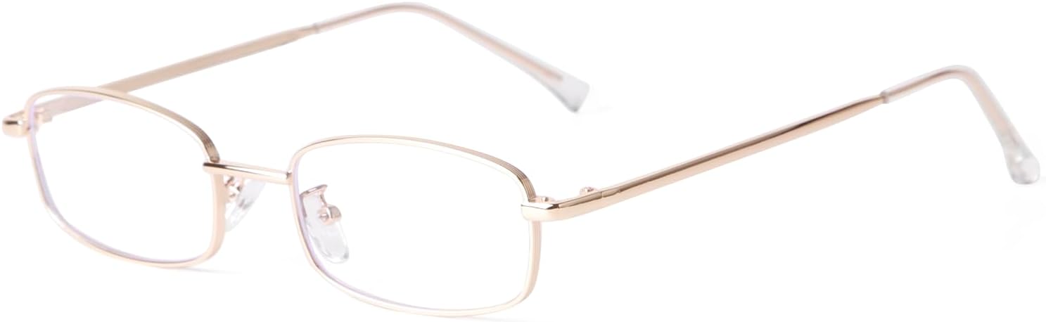 ADE WU Fashion Glasses for Woman Men, Y2k Rectangle Blue Light Glasses 90s Metal Gold Silver Black Fake Glasses