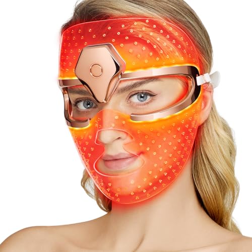 Cordless Red Light Therapy Mask for Face, 630nm Red Light for Anti-aging &465nm Blue Light for Acne, 36 LEDs and 258 Silicone Dots for Even Coverage,Lightweight,3 Modes for Daily Skincare,Storage Bag