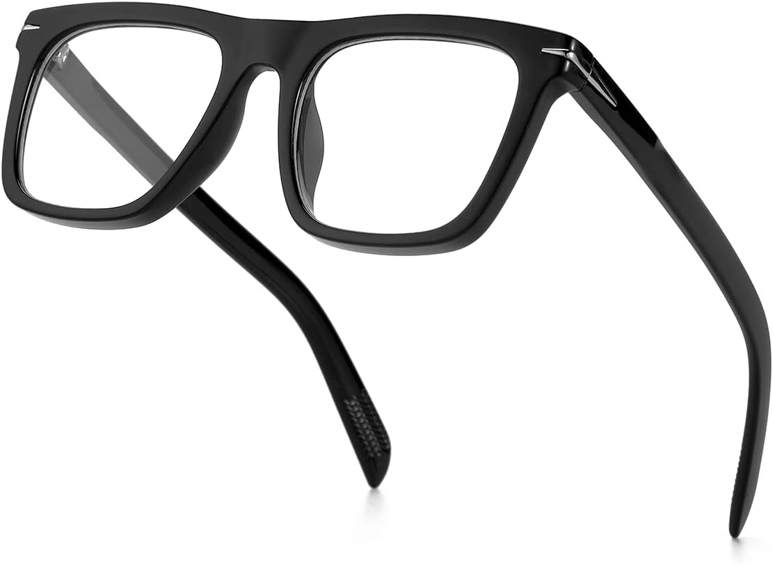 Gleyemor Blue Light Glasses for Men Women Trendy Square Frame Blue Light Blocking Lens Computer Glasses