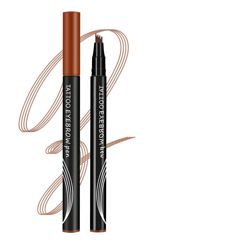 Microblading Eyebrow Pencil, 2026 Upgraded 4-Tip Waterproof Brow Pen, Precise Contouring for Natural Brows, User-Friendly for Beginners (Dark Brown)
