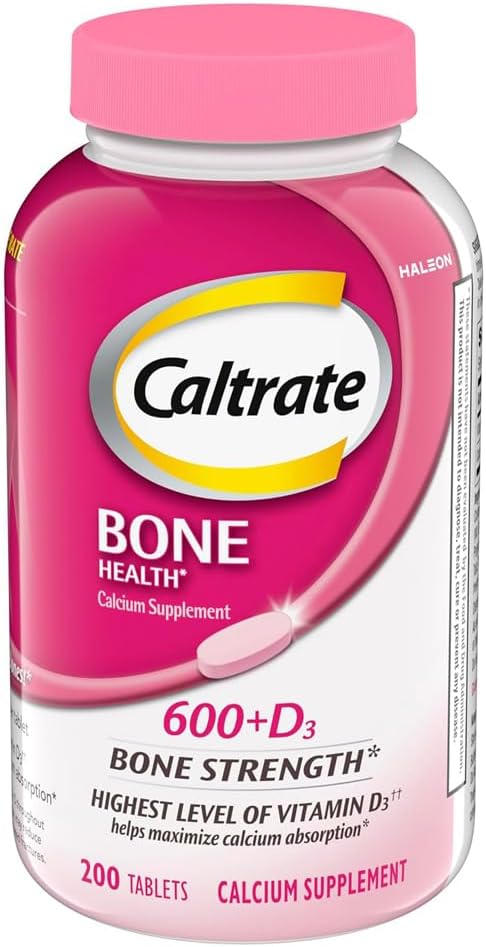 Caltrate 600 Plus D3 Calcium and Vitamin D Supplement Tablets, Bone Health Supplements for Adults – 200 Count