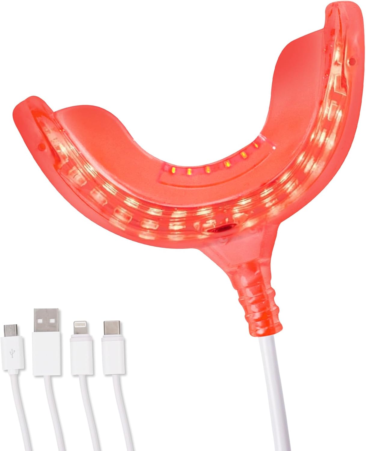 Red Light Therapy for Gums, Toothache Relief, Periodontal Light, Bleeding Gums, Gum Health Red Light, with adapters for USB/C, iPhone, and Android from (White)