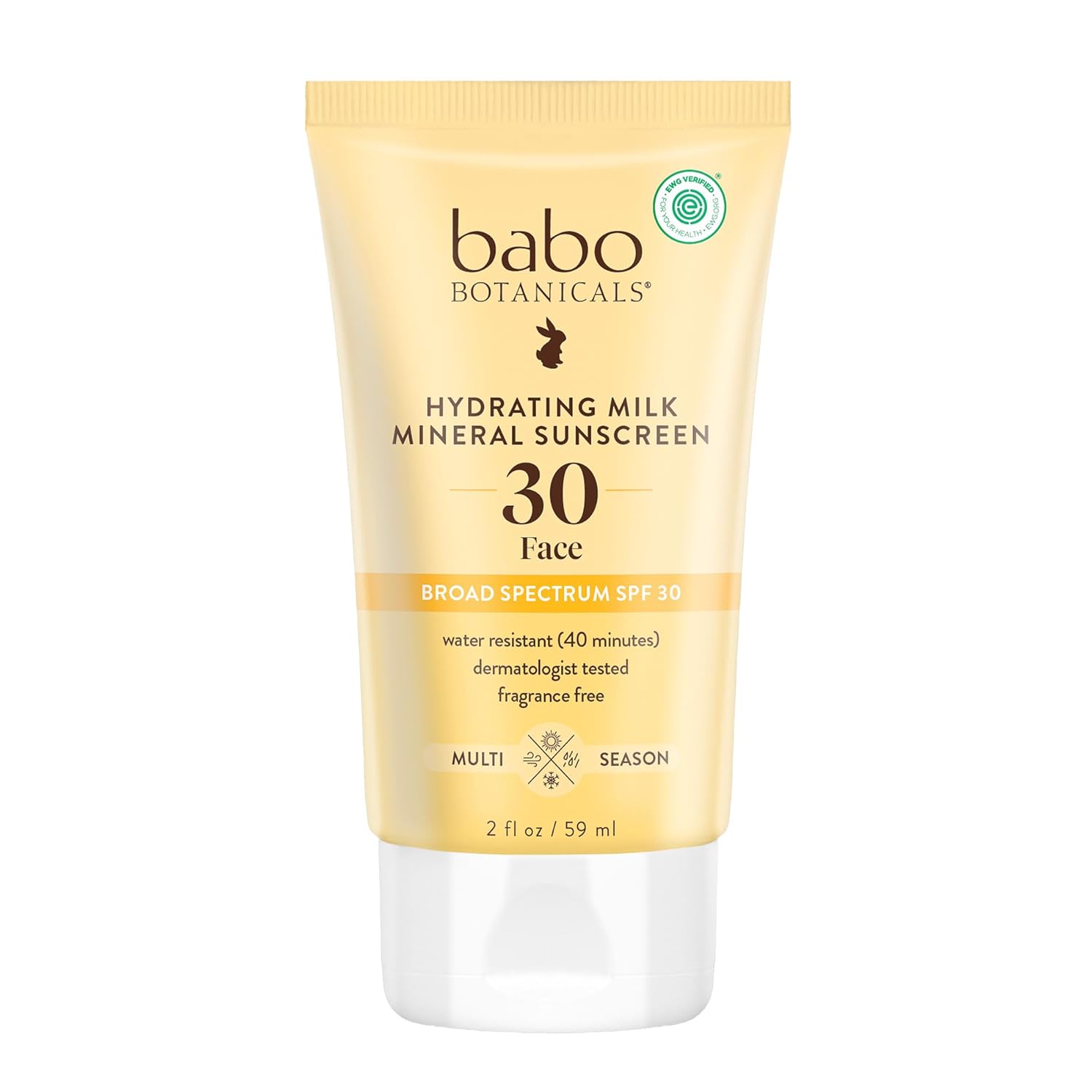 Babo Botanicals Hydrating Milk Mineral Sunscreen SPF 30 with Dewy Finish – Lightweight Zinc Oxide Daily Face Sunscreen for Sensitive Skin – EWG Verified – Broad Spectrum UVA/UVB Protection