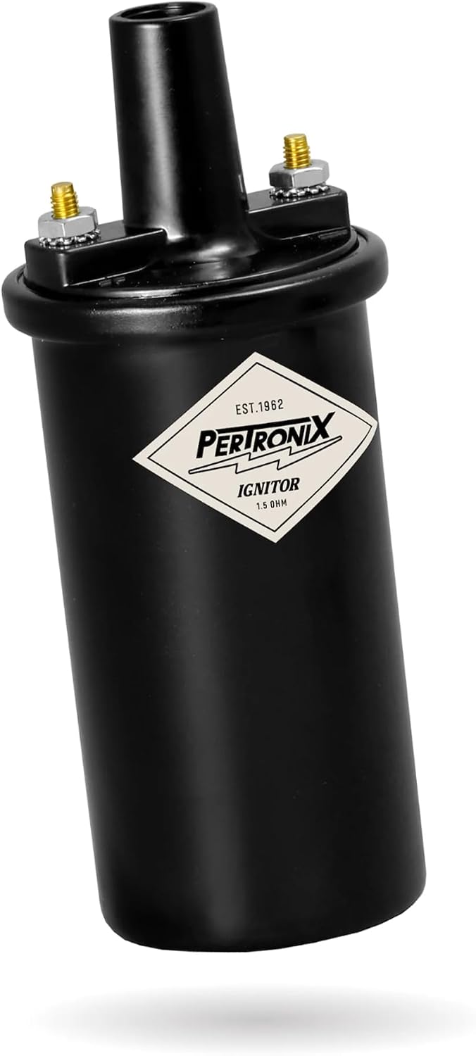 PerTronix Flame-Thrower Ignition Coil 40,000 Volt – 12V High Output Performance Ignition Coil, 1.5 Ohm Oil-Filled Canister, Black, Electronic Ignition Compatible – 40011
