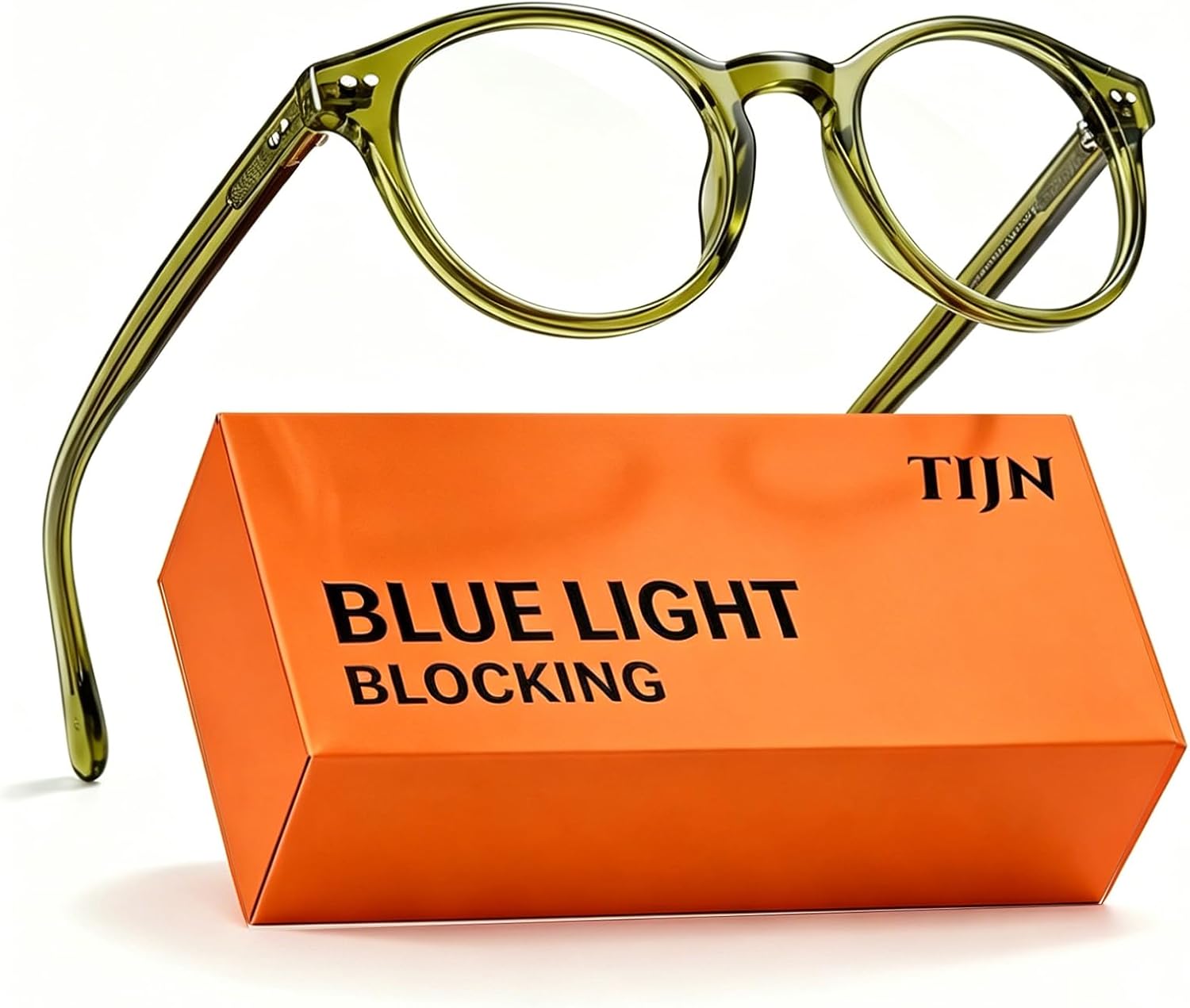 TIJN Blue Light Blocking Glasses Men Women Vintage Thick Round Rim Frame Eyeglasses