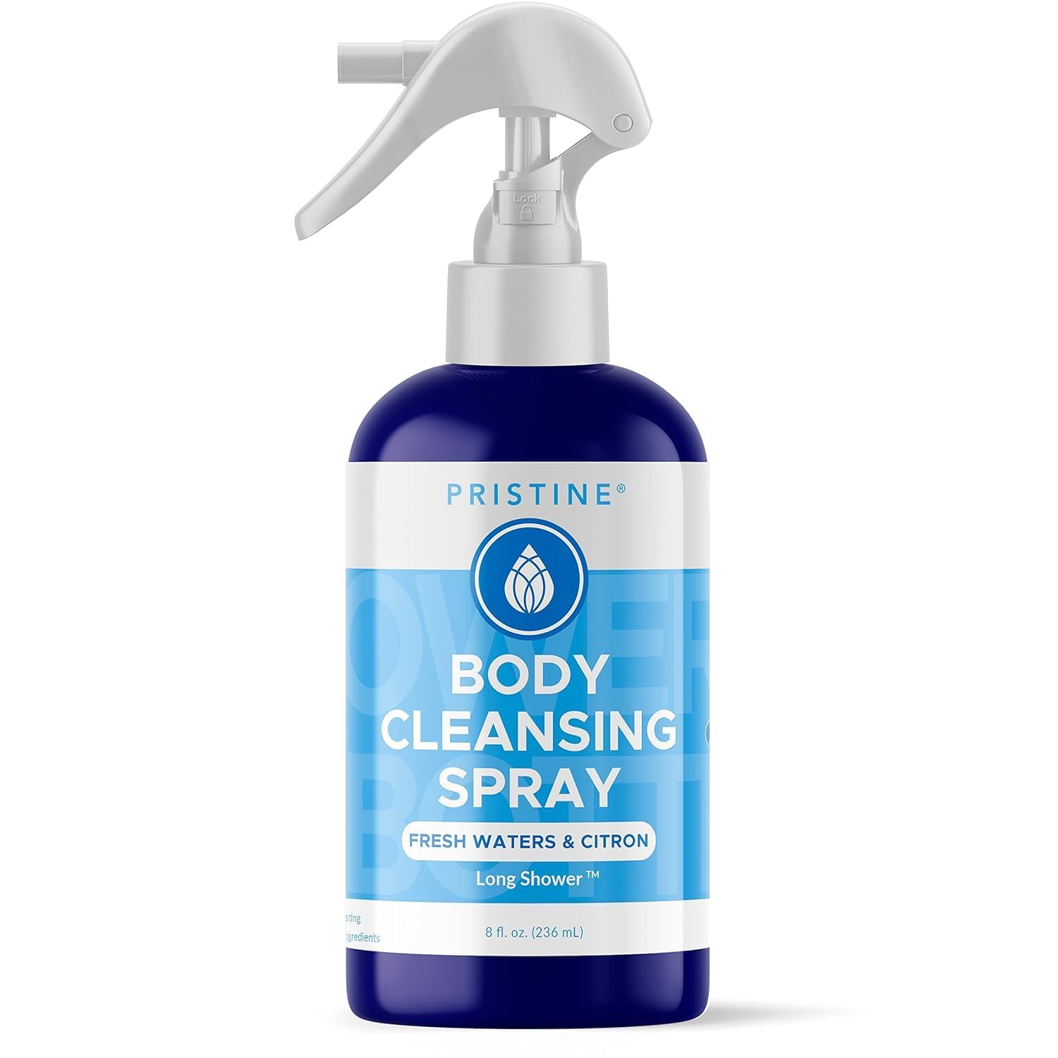 PRISTINE Waterless Body Wash Spray, No Rinse Body Cleanser for Women & Men, Sensitive Skin Wash, Bathing & Cleansing Wipes for Adults No Rinse, Daily Shower Spray Alternative, Fresh Waters & Citron