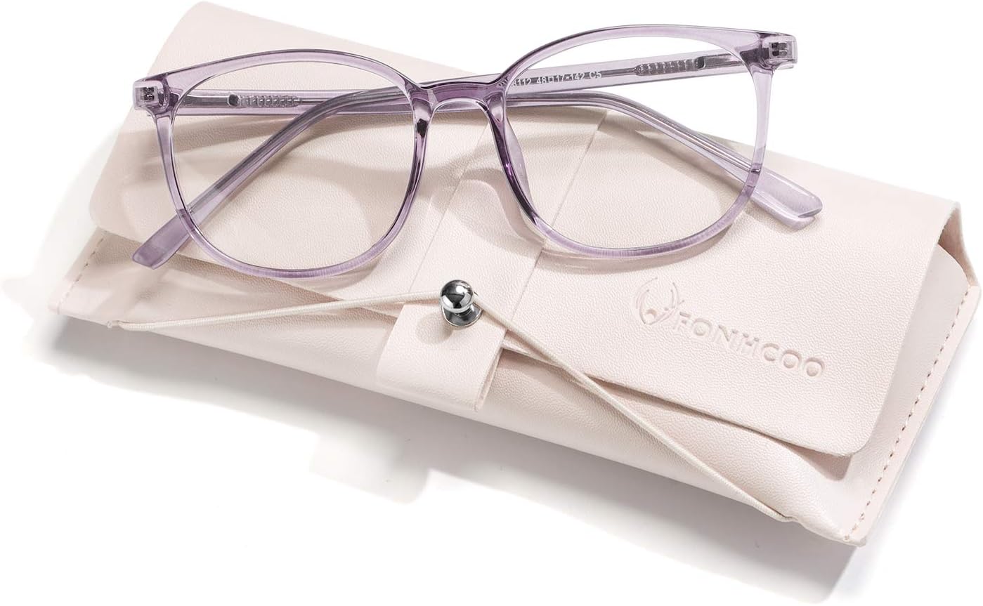 FONHCOO Blue Light Blocking Glasses Fashion Round TR90 Frame Transparent Eyewear Anti UV Computer Glasses for Women Men