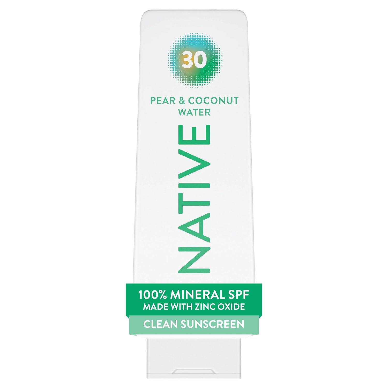 Native Mineral Sunscreen Lotion SPF 30, Pear & Coconut Water Scent, with 100% Mineral Zinc Oxide for Face & Body, Hawaii Compliant, Vegan, No White Cast – 7 oz