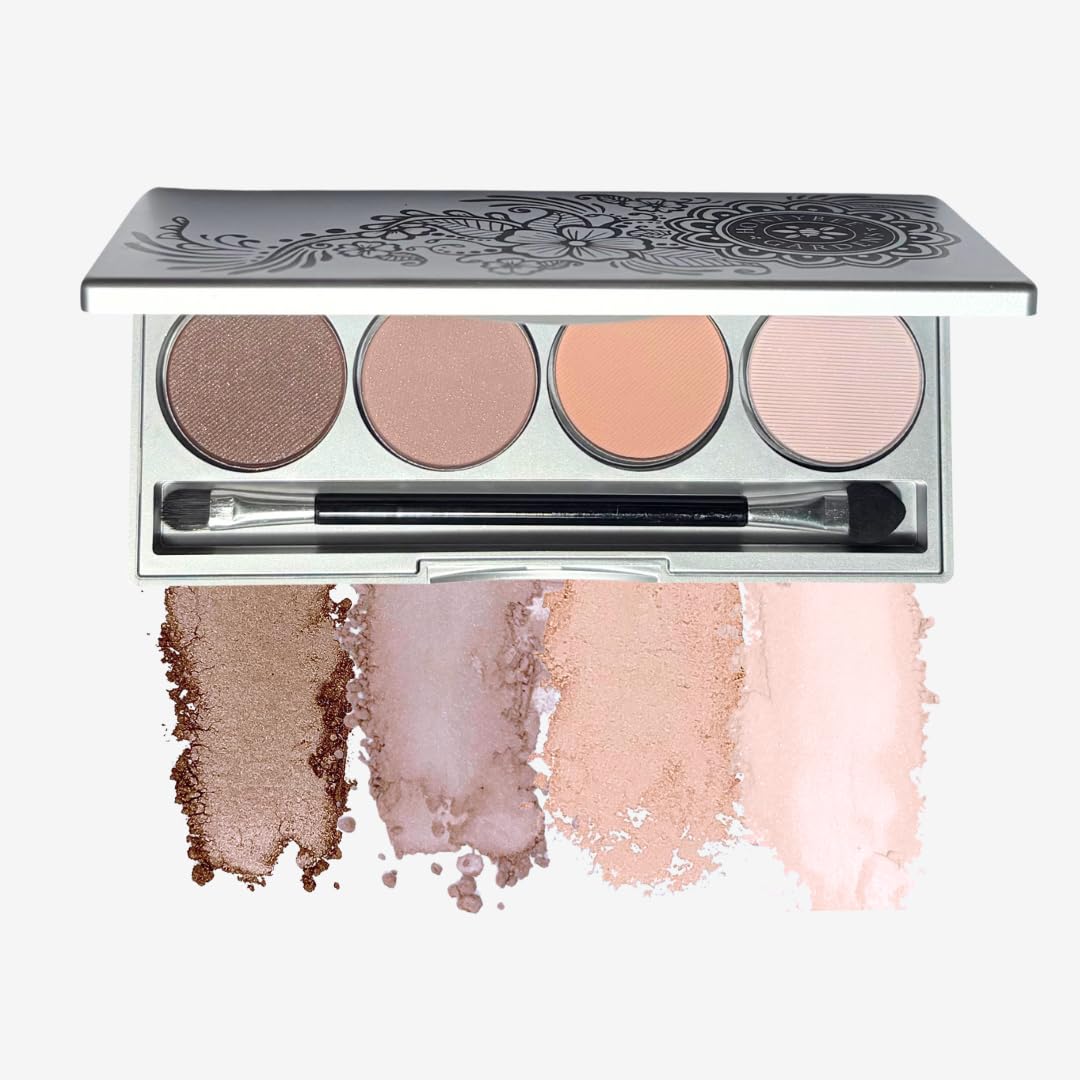 Honeybee Gardens Skinny Dip Eye Shadow Palette, 4 Highly Pigmented Shades, Long-Lasting Luxe Finish, Vegan, Cruelty-Free, Gluten-Free, Paraben-Free, 1.3g Each