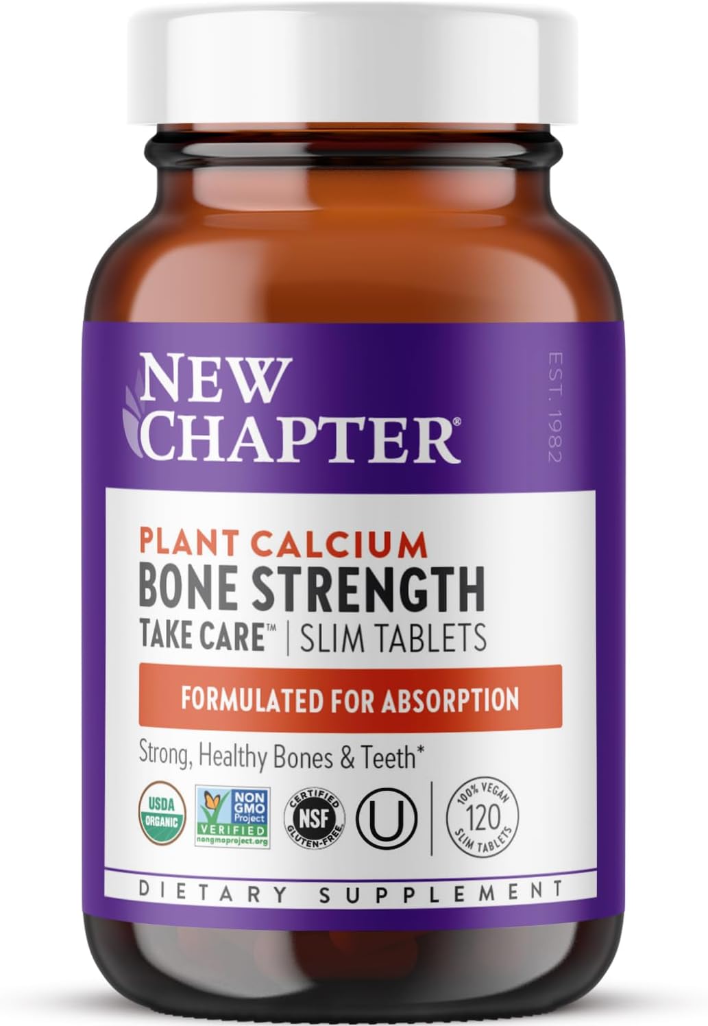 New Chapter Bone Strength Take Care – Bone & Heart Health Supplement – Clinically Studied Plant Calcium from Red Marine Algae – Vegan, Organic, Gluten Free & Kosher – 120 Slim Tablets