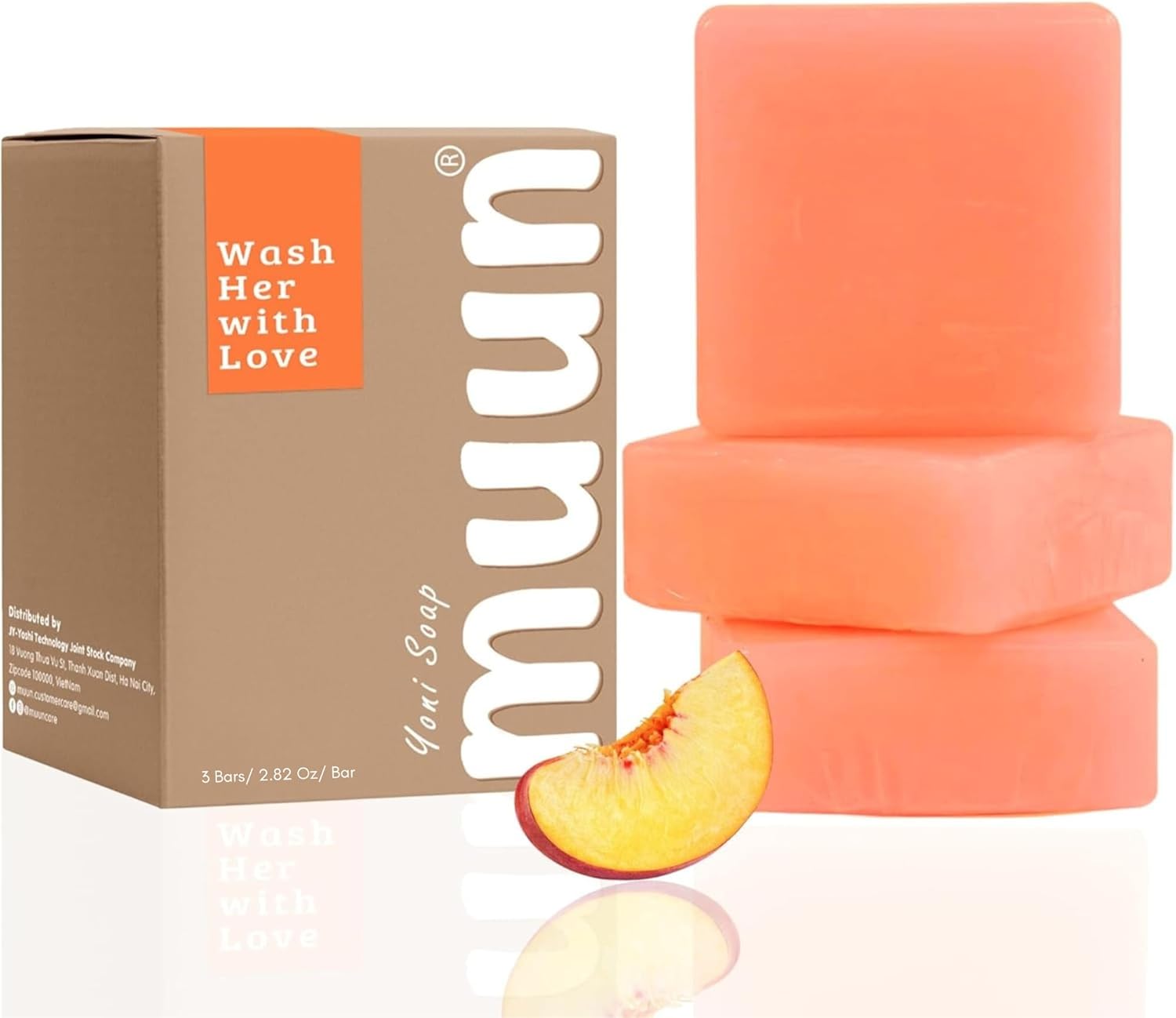Muun Peach Yoni Soap Bar – Pack 3 Peach Ph Balance Probiotics & Natural Ingredients – Gentle Cleansing Formula Eliminates Odor Vaginal Health – Feminine Wash