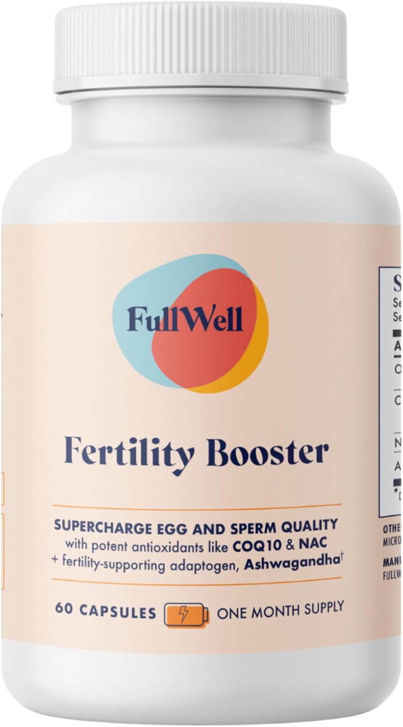 FullWell Fertility Booster – Conception Support for Men & Women – Supports Egg & Sperm Quality – Reproductive Health – CoQ10, Ashwagandha, NAC & ALA – 60 Count (30 Servings)
