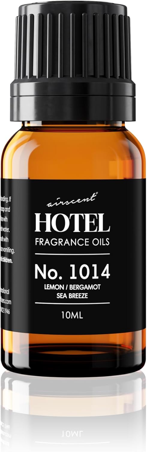 AirScent Hotel Diffuser Oil No. 1014 Inspired by The Iconic 5-Star Hotel Coastal Blend – Lemon Bergamot Sea Breeze – 10 mL, 0.34 fl oz Fragrance Oil for Ultrasonic and Waterless Diffusers and Crafting