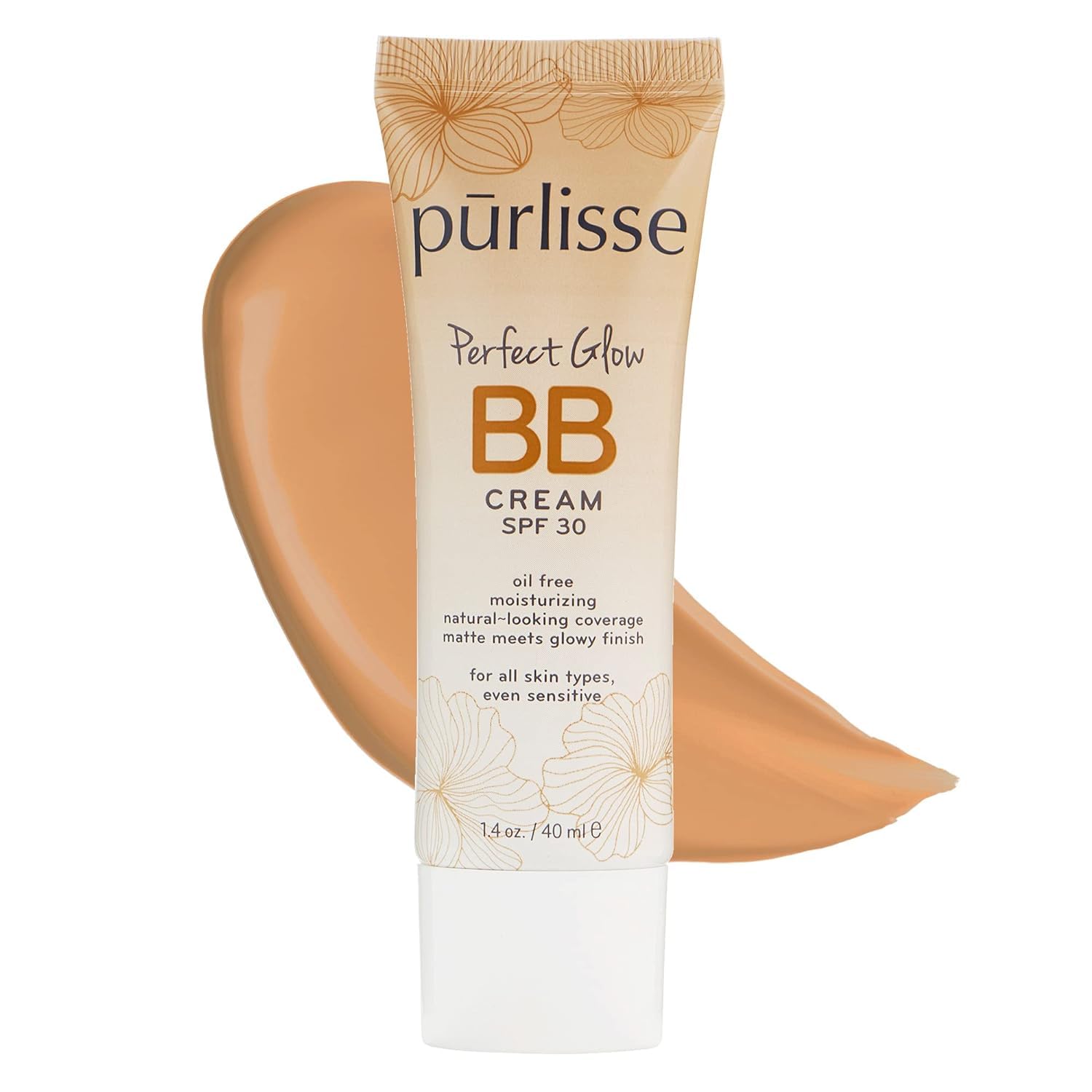 pūrlisse Perfect Glow BB Cream SPF 30 – Luminous Matte Tinted Moisturizer with SPF – Korean Skin Care Formula with Goji & Hawthorn Berry to Hydrate, Brighten & Even Skin – Medium Golden (1.4 oz)