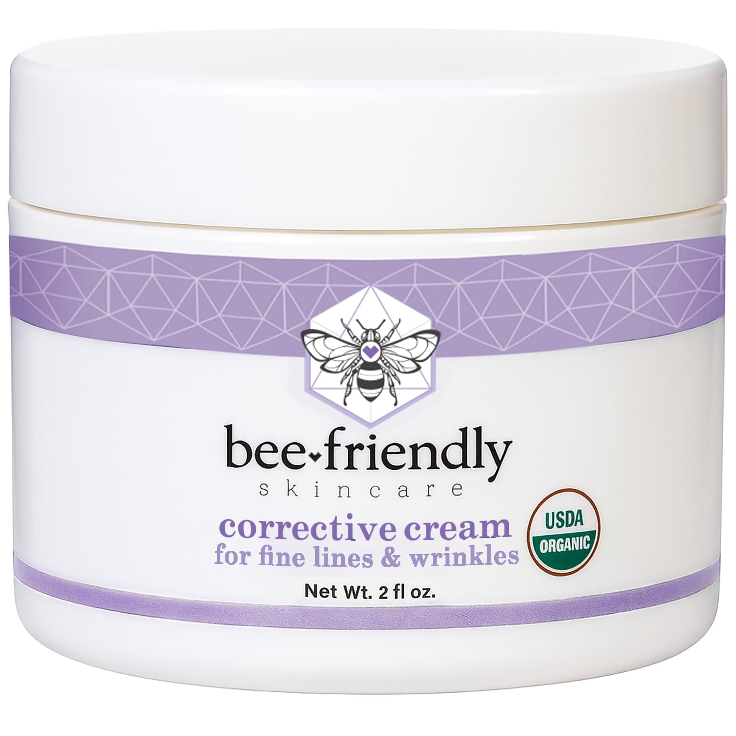 BeeFriendly® Organic Corrective Cream Face Moisturizer, 2 oz | USDA Certified, Revitalizing Facial Night Cream, For Sensitive Skin, Aids Fine Lines & Wrinkles, For Eyes, Face, Neck