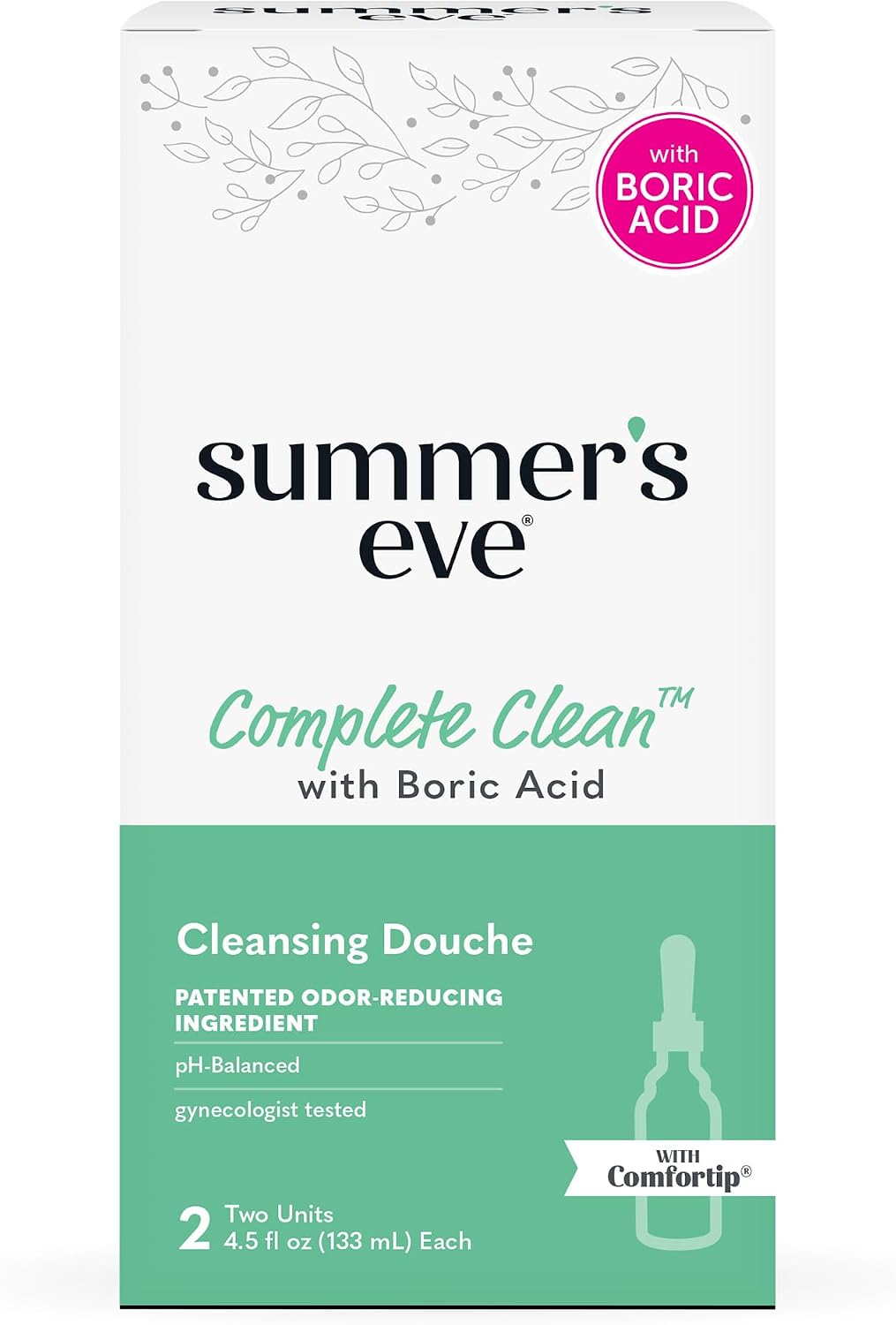 Summer’s Eve Douche, Complete Clean, Vaginal Douche for Women to Help Reduce Vaginal Odor, 4.5 oz, 2-Count