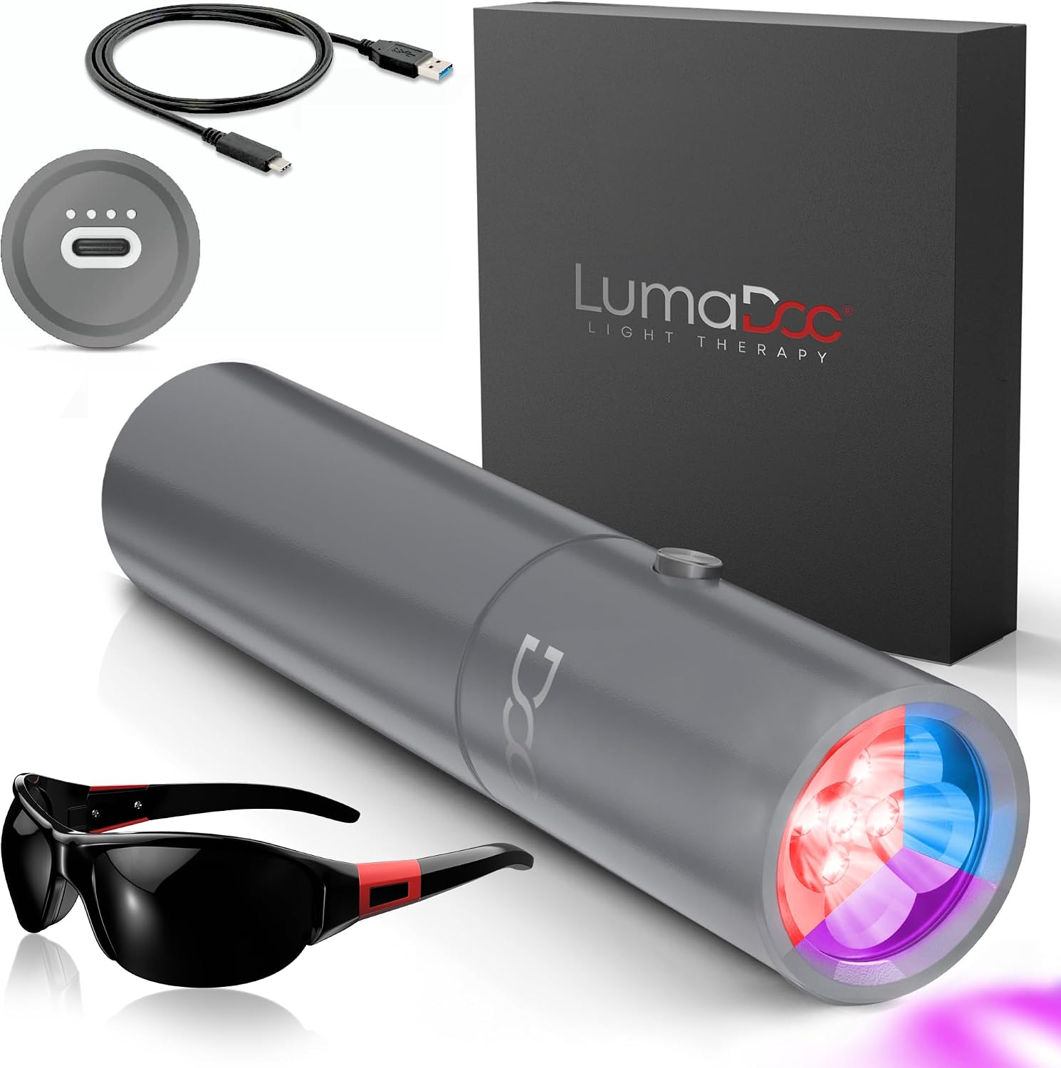 FSA-HSA Eligible Red Light Therapy Torch with Blue and Near Infrared Light, Effective Treatment Device for Body, Face, Neck, Back, 460nm 630nm 660nm 850nm and 940nm