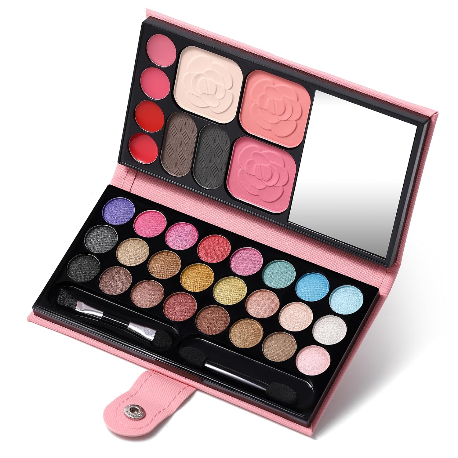 All in One Makeup Kit for Women Full Kit – 24 Eyeshadow, 4 Lipsticks, 2 Blushers, 1 Powder, 2 Eyebrow Powder, 1 Mirror, 2 Double Ended Brush, Makeup Gift Set for Teen Girls Women Beginner and Pros