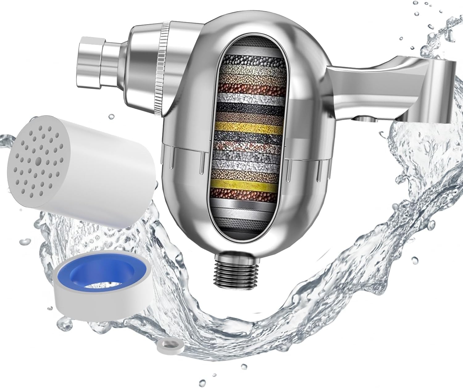 Handheld Shower Filter for Hard Water- 25-Stage Advanced Filtration – Removes 99% Chlorine & Heavy Metals, Soothes Sensitive Skin & Reduces Hair Frizz, Ideal for Bathroom, Apartment