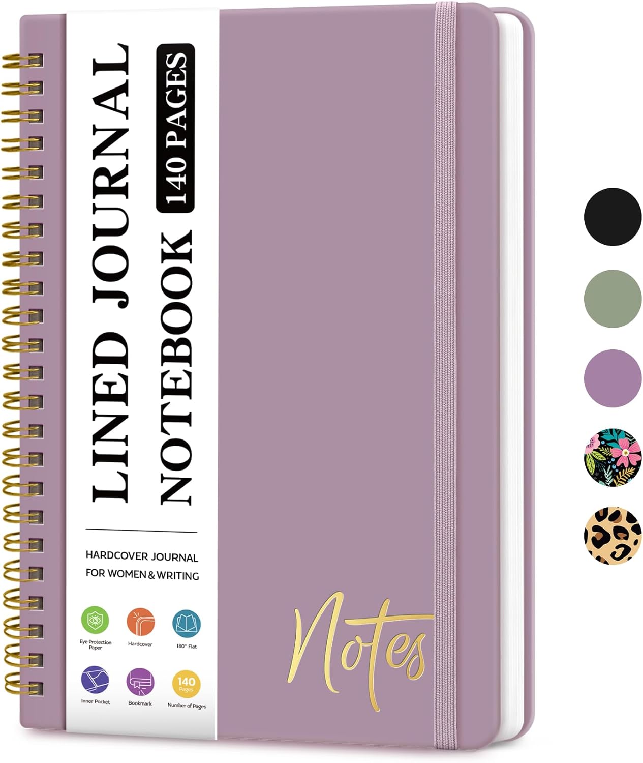 ZOTIA Lined Spiral Journal Notebook for Women, A5 College Ruled Journals for Writing, Hardcover Notebooks for Work, Note taking and Office School Supplies,140 Pages – Purple