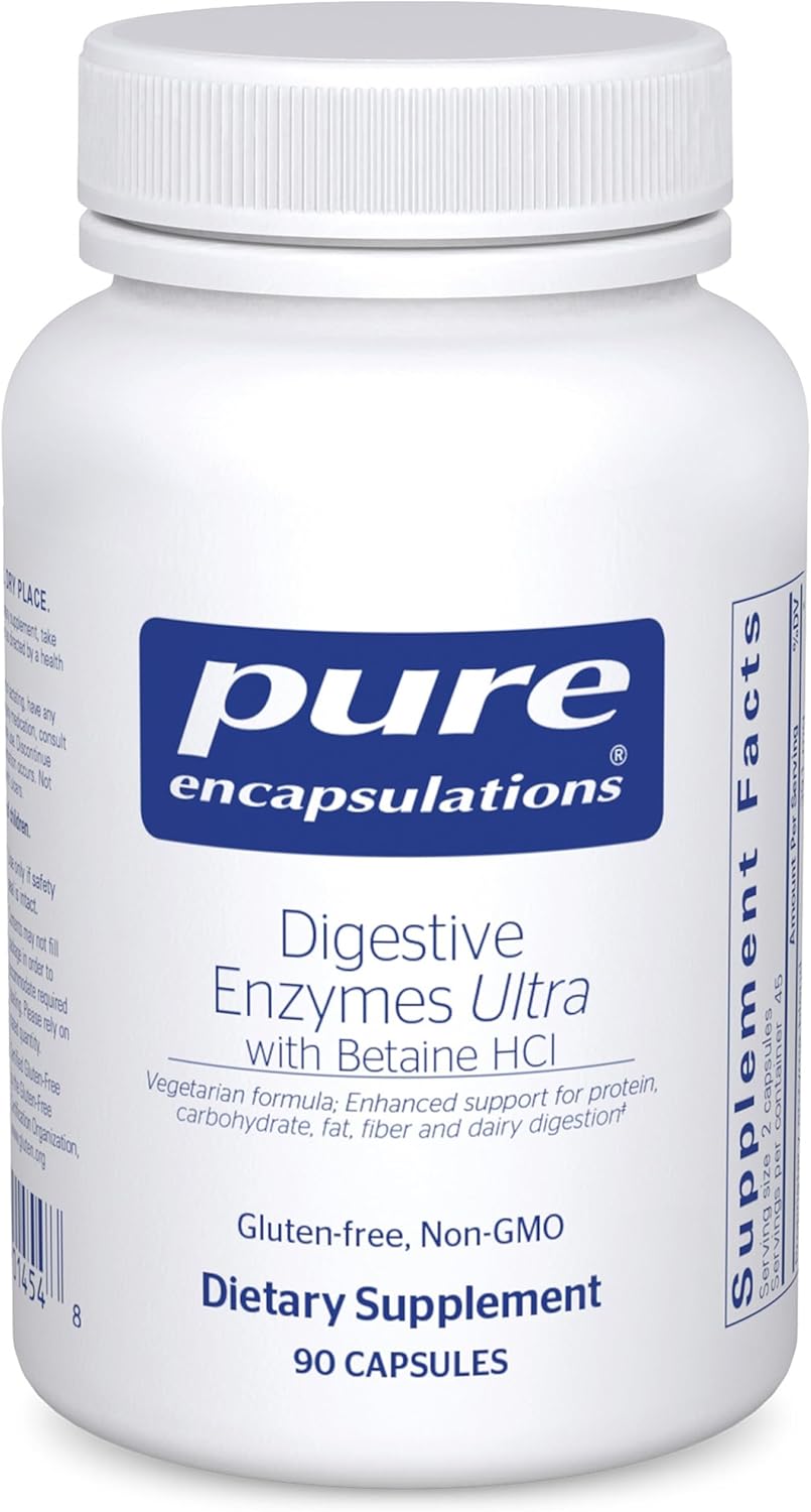 Pure Encapsulations Digestive Enzymes Ultra with Betaine HCl – Vegetarian Digestive Enzyme Supplement to Support Protein, Carb, Fiber, and Dairy Digestion* – 90 Capsules