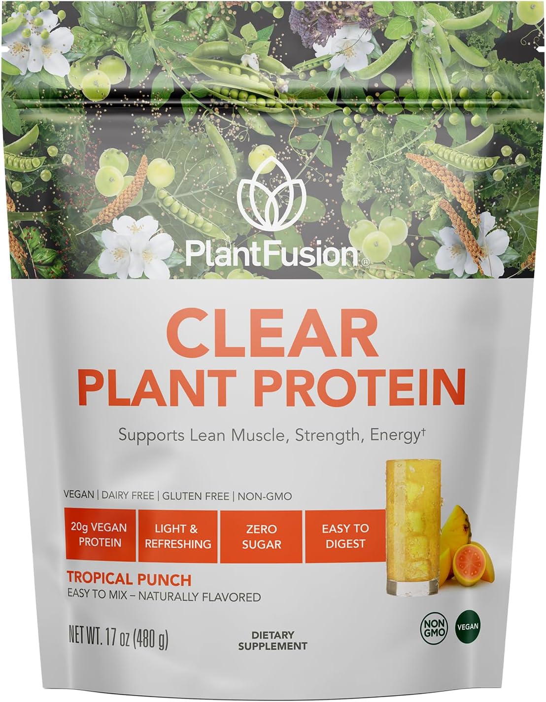 PlantFusion Vegan Clear Protein Powder with Pea Protein Peptides – 20g Fast-Absorbing in Water, 90 Calories, Zero Sugar, Premium Alternative to Clear Whey – 16 oz