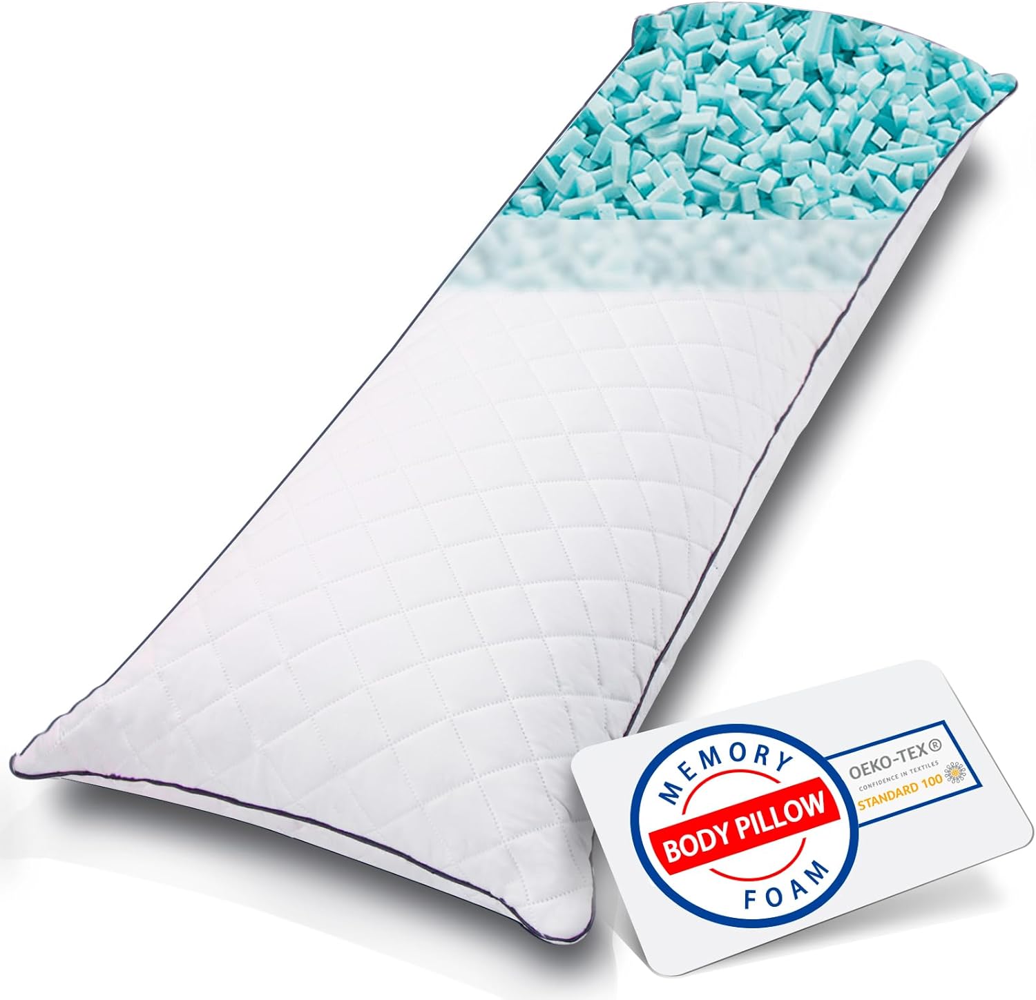 1 MIDDLE ONE Body Pillow, Memory Foam Body Pillows for Adults Sleeping, Long Pillow for Bed, Big Large Firm Full Body Pillow for Side Sleeper, 20×54 Inch, White