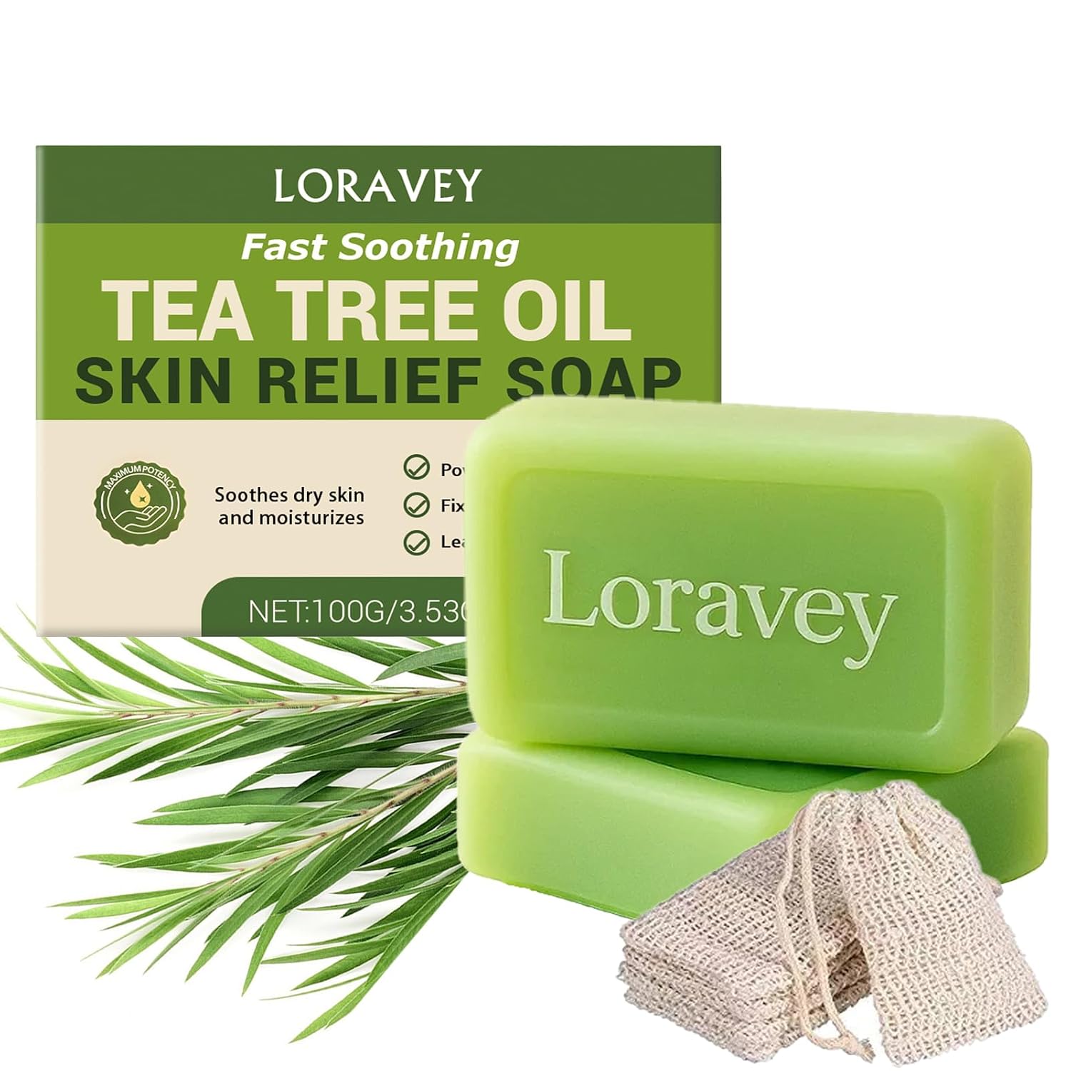 Antifungal Relief Soap Bar, Tea Tree Oil Soap, Natural Foot & Body Soaps for Healthy Skin,Relief Soap Bar Infused with Tea Tree Oil,Gentle Exfoliating Bar Soap for Men Women,3.5oz (2, 3.5OZ)