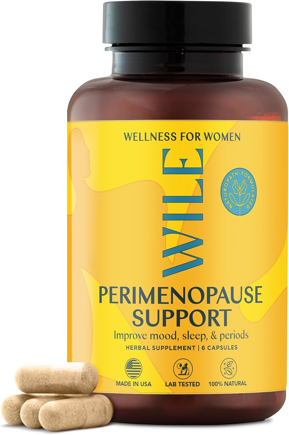 WILE Menopause and Perimenopause Supplements for Women with Ashwagandha – Menopausal Symptoms Relief for Stress, Hot Flashes, Night Sweats – Healthy Sleep & Hormone Balance Support, Vegan, 30 Servings