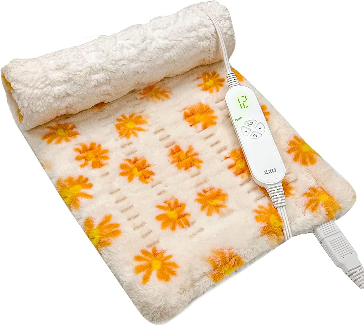ZXU Heating Pad for Back Pain Relief and Cramps Relief- Ultra Soft Sherpa Heating Pad, XL King Size 12″ x 24″, 12 Heat Levels & 1-24H Auto Off，Stay on Function Hot Heated Pad, Machine Washable