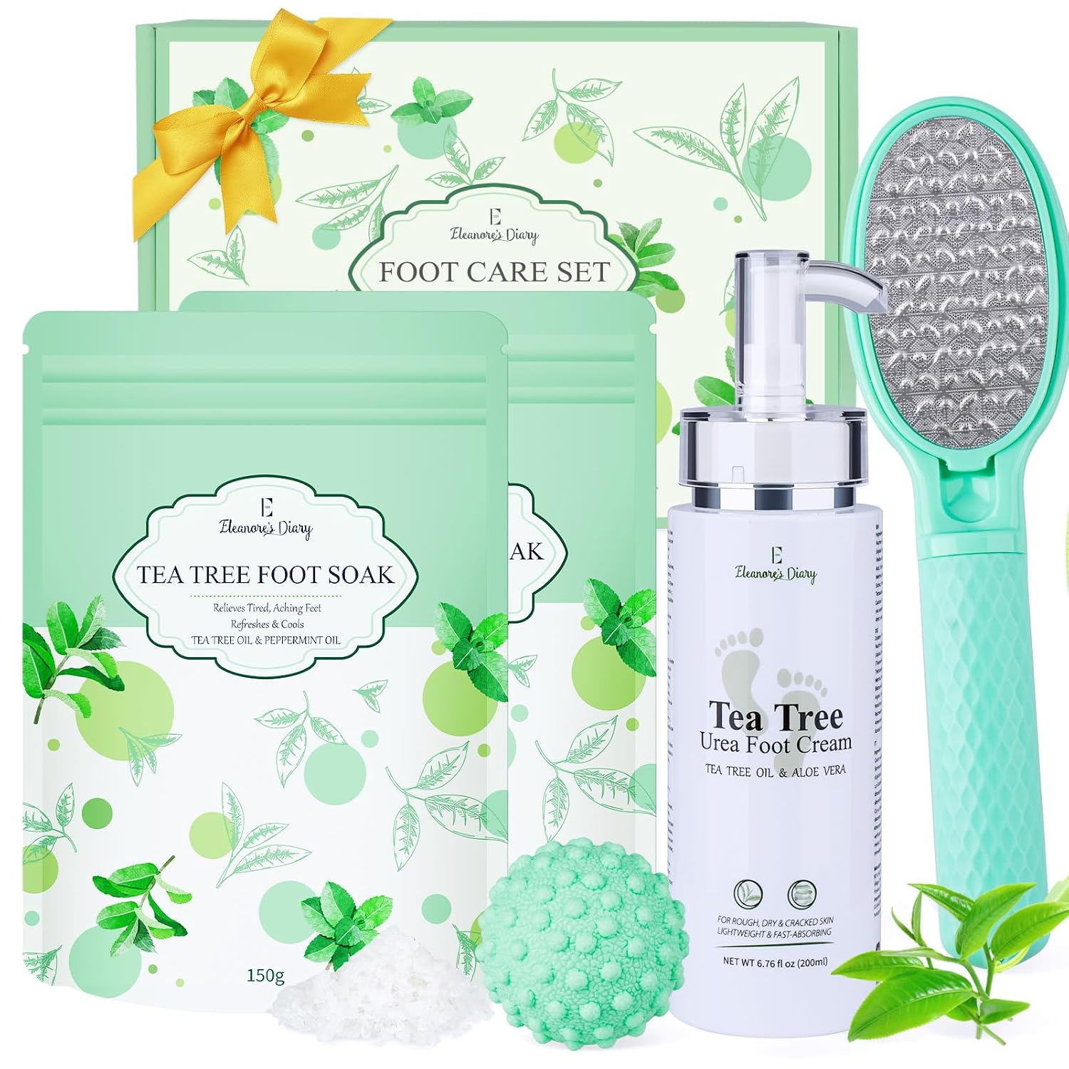 Gift Baskets for Women, Eleanore’s Diary 4pcs Tea Tree Foot Soak Set-Suit for Dry Cracked Feet, Foot Care Birthday Gifts, Spa Day Gifts Set for Mom Her Sister Friends Wife Grandma