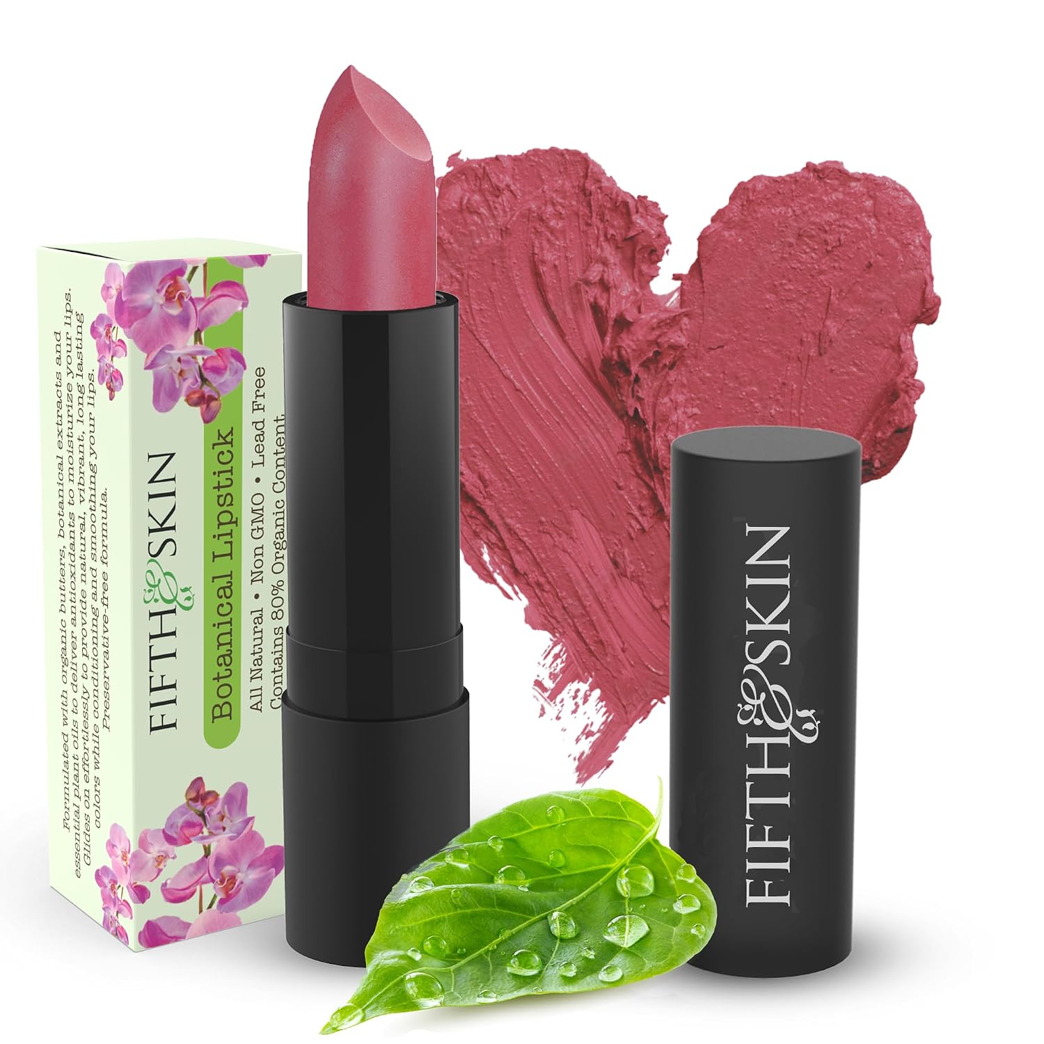 Fifth & Skin BOTANICAL Lipstick (POMEGRANATE) | Vegan | Natural | Organic | Certified Cruelty Free | Paraben Free | Petroleum Free | Healthy | Moisturizing | Vibrant Color that’s Good for your Lips!