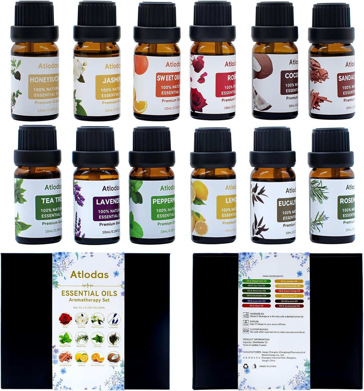 12 Natural Essential Oils Set, Organic Fragrance Oil Essential Oils for Diffuser for Home, Candle Scents, Aromatherapy – Lavender, Eucalyptus, Tea Tree, Rose, Vanilla, Sandalwood and More