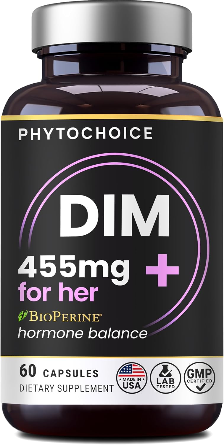 DIM for Women 350mg High Potency with BioPerine® & Broccoli Extract – 455mg Total Complex for Hormone Balance, Estrogen Metabolism, PMS & Menopause Support, Clear Skin & Women’s Wellness, 60 Capsules