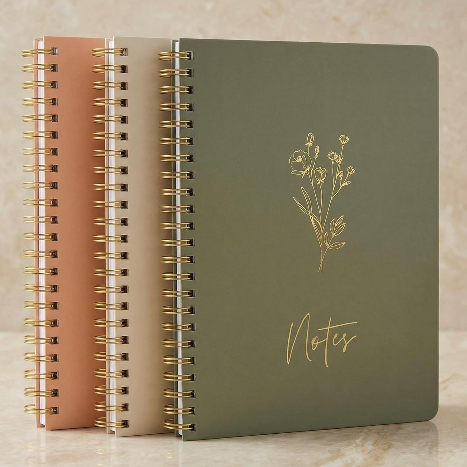 ZICOTO Aesthetic Spiral Notebook Set of 3 For Women – Cute College Ruled 8×6 Journal/Notebook with Large Pockets And Lined Pages – Perfect Supplies to Stay Organized at Work or School