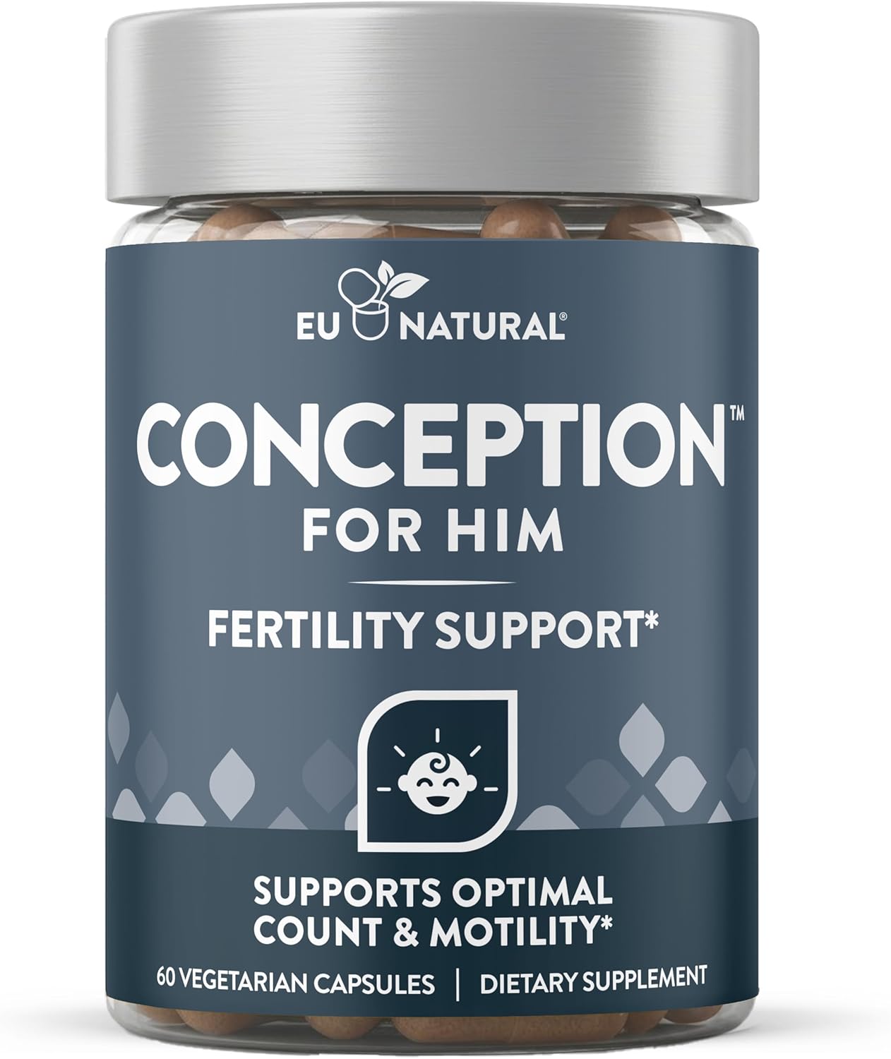 Eu Natural Conception for Him – Male Fertility Supplements with Ashwagandha, Folate & Zinc – Sperm Count, Motility & Strength Support – Fertility Support for Men, 60 Vegetarian Capsules