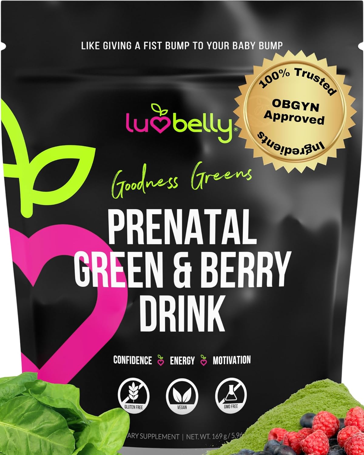 Greens for Pregnant Women – Safe Prenatal Greens Powder – OBGYN Approved Fertility & Pregnancy Supplements – Organic Pregnancy Green Powder – Yummy Prenatal Energy & Hydration Drink Mix – 24 Servings