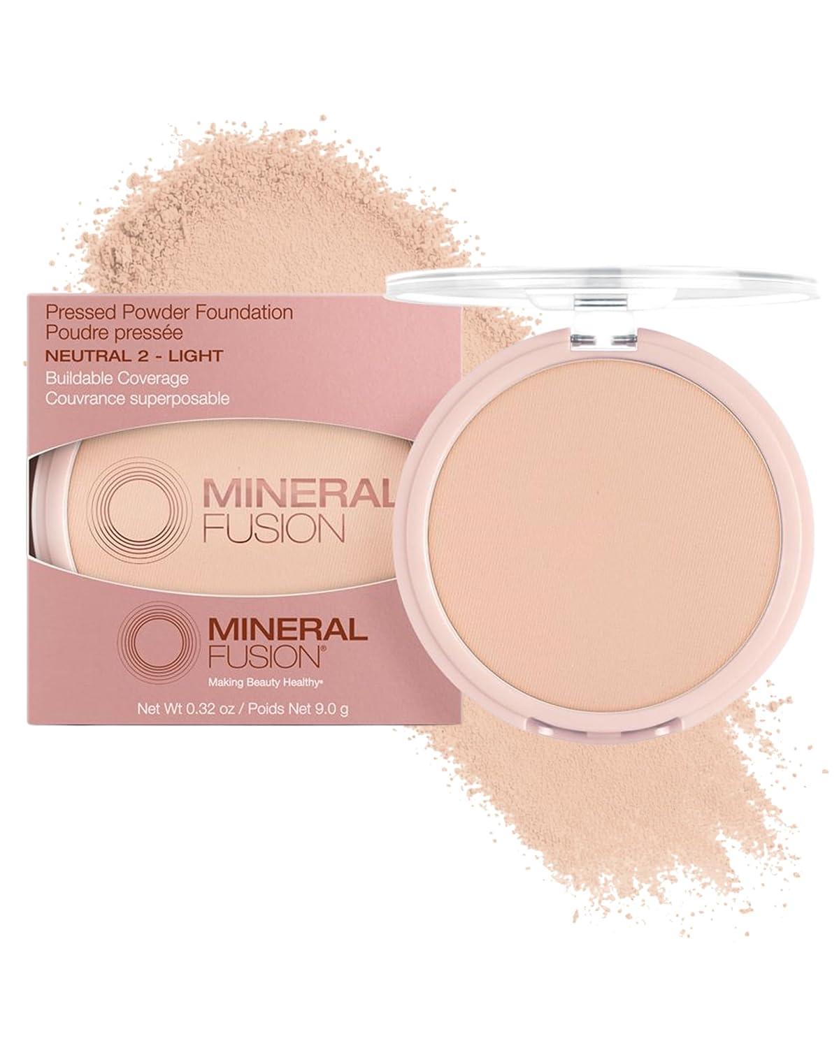Mineral Fusion Pressed Powder Foundation – Matte Finish Face Powder for Fair Medium Skin with Neutral Undertones – Age Defying Foundation Makeup – Talc Free, Hypoallergenic, Cruelty-Free (Neutral 2)
