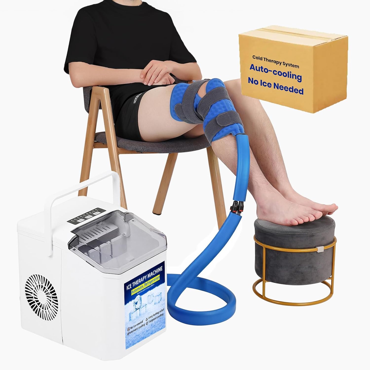 Cold Therapy System – No Ice Needed Portable Cryo Machine with Adjustable Temperature Control Universal Pad for Knee, Shoulder Surgery Recovery, Arthritis Pain & Swelling Relief