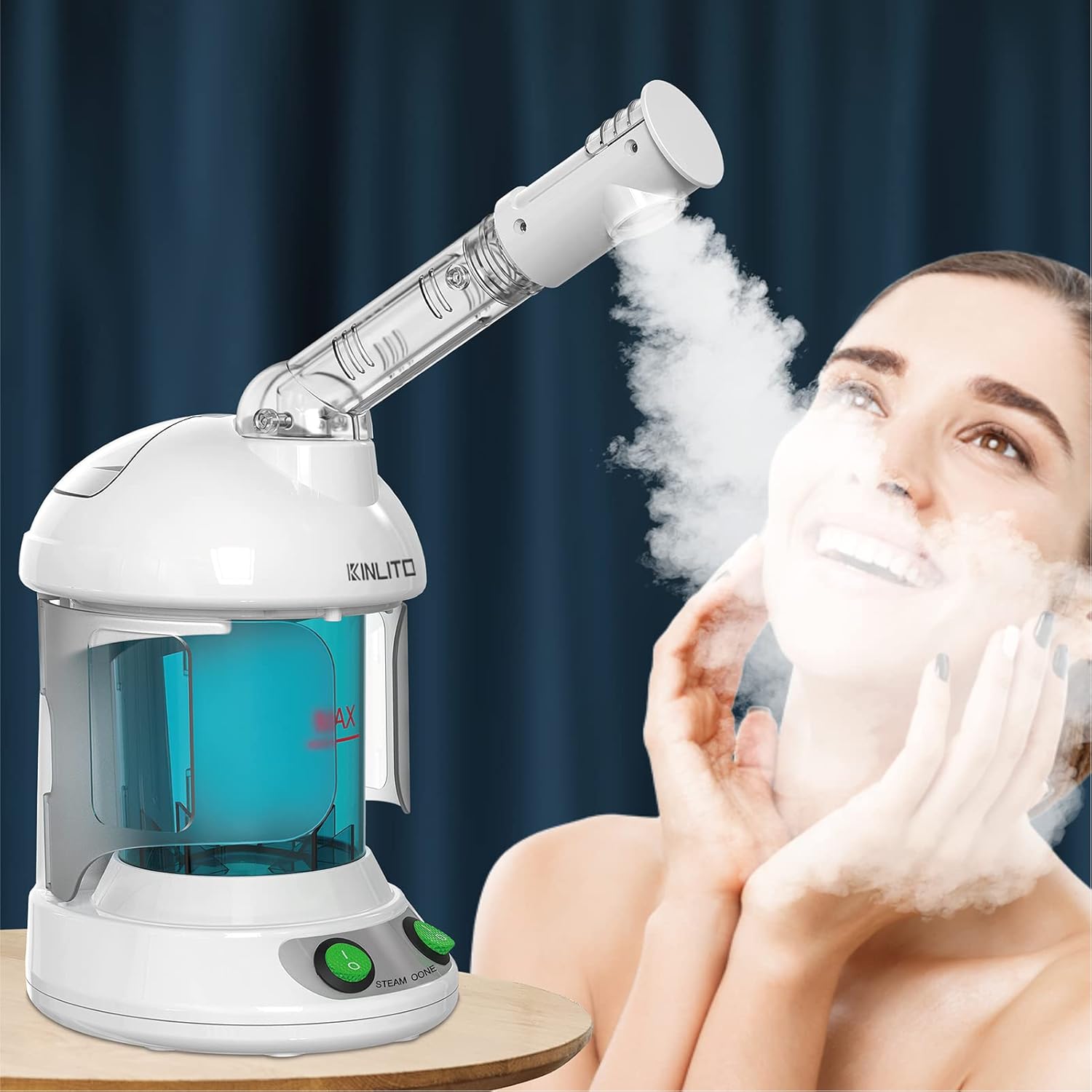 Facial Steamer – Ozone Steamer with 360° Rotatable Arm – 40 Min Steam Time – Humidifier – Unclogs Pores – Blackheads – Portable Facial Steamer for Personal Care Use at Home or Salon,White