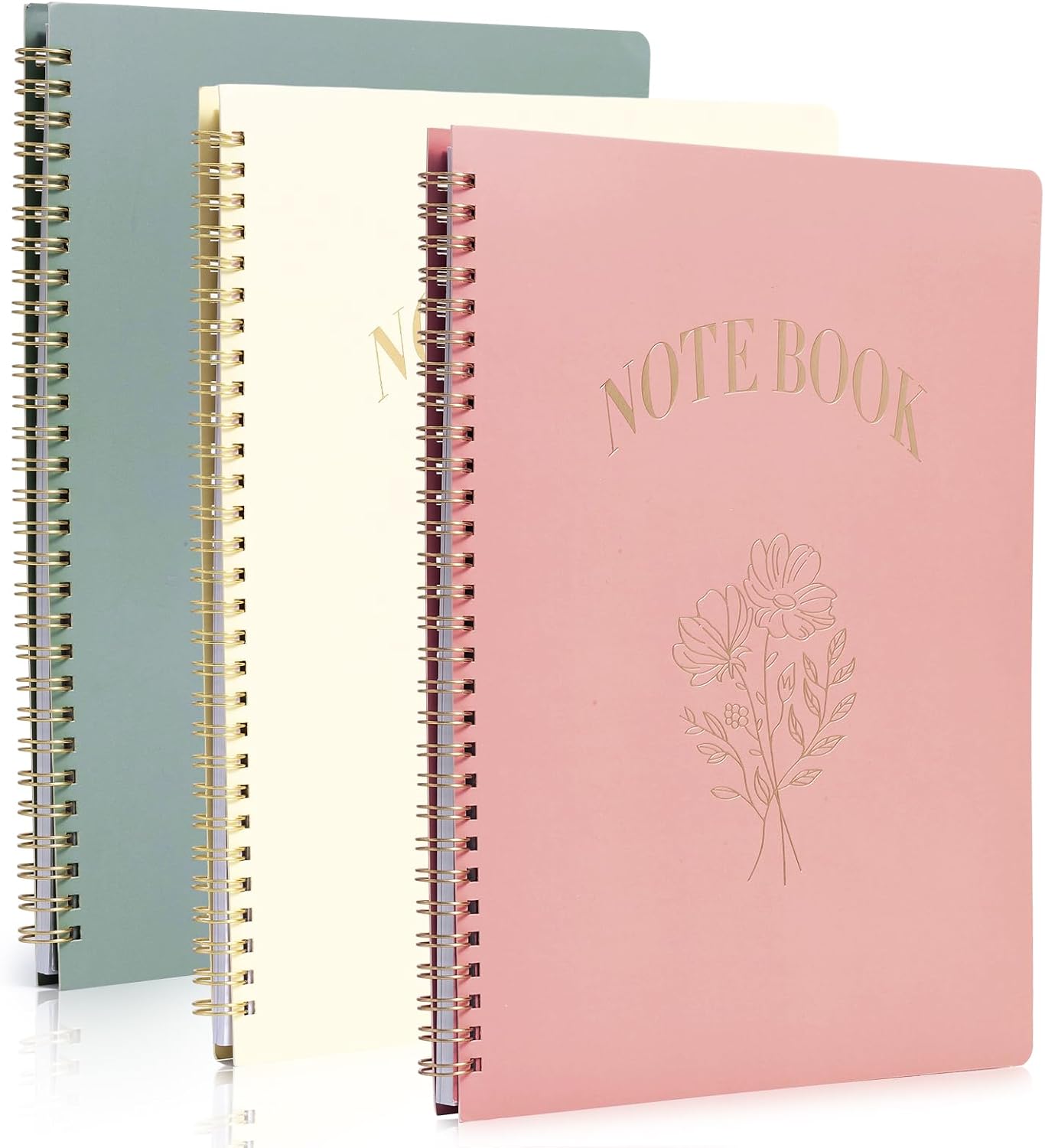 M&G Spiral Notebook Set of 3, Large Cute College Ruled Journal for Women, 100 Pages A4 8 x 10.5 Lined Page for Work, School & Note Taking