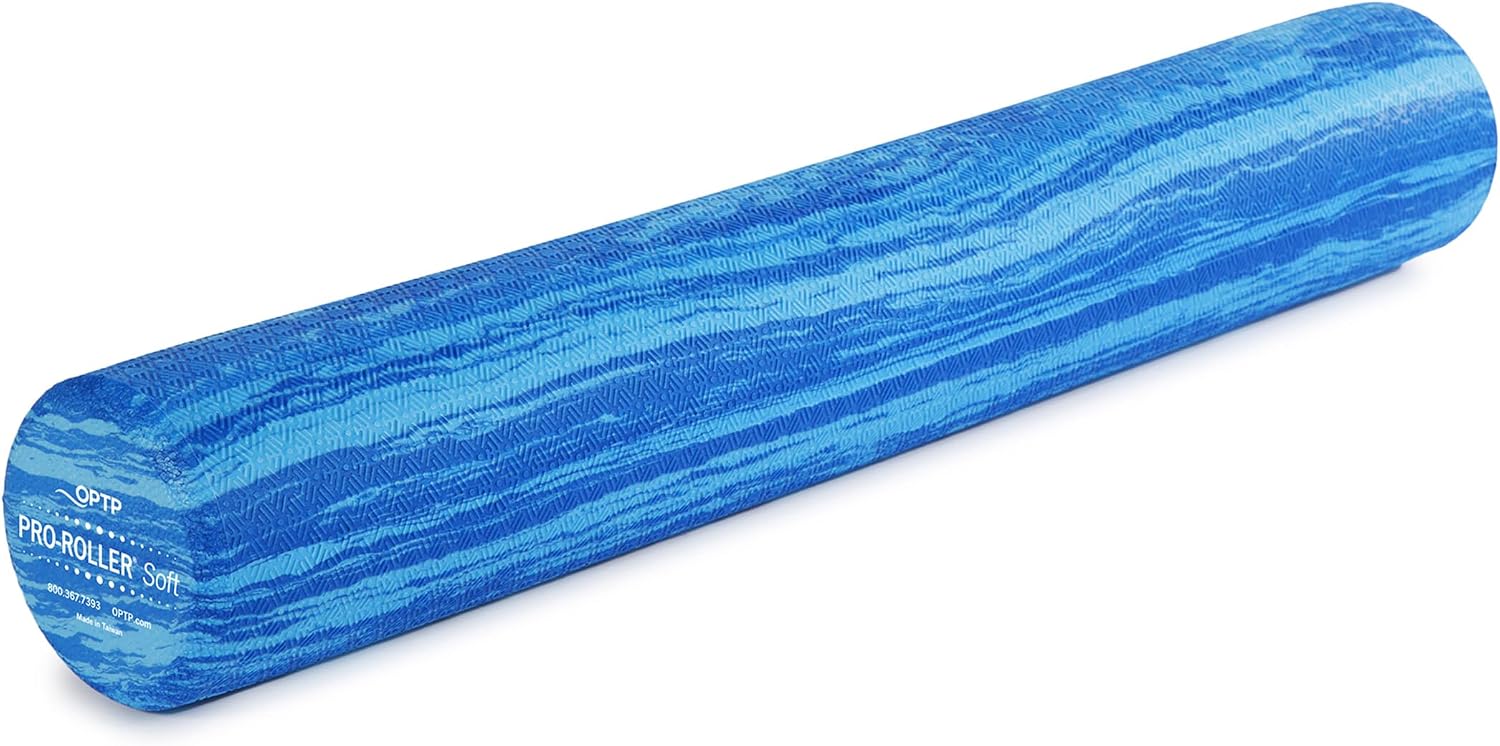 OPTP PRO-Roller Soft Density Foam Roller – Low Density Soft Foam Roller for Physical Therapy, Pilates, Yoga Foam Roll Exercises, and Muscle Recovery- Blue 36″ x 6″