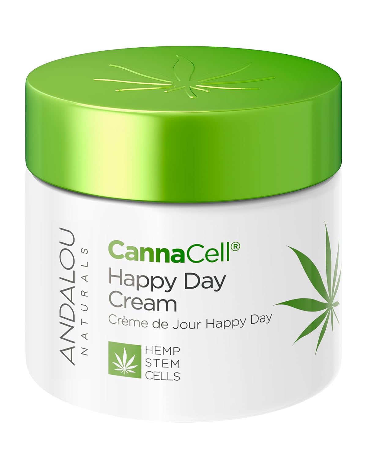 Andalou Naturals Cannacell Happy Day Cream – Hydrating Face Moisturizer with Nourishing Stem Cells – Rich in Vitamins, Plant-Based Proteins, & Omegas for Glowing Skin – 1.7 Fl Oz