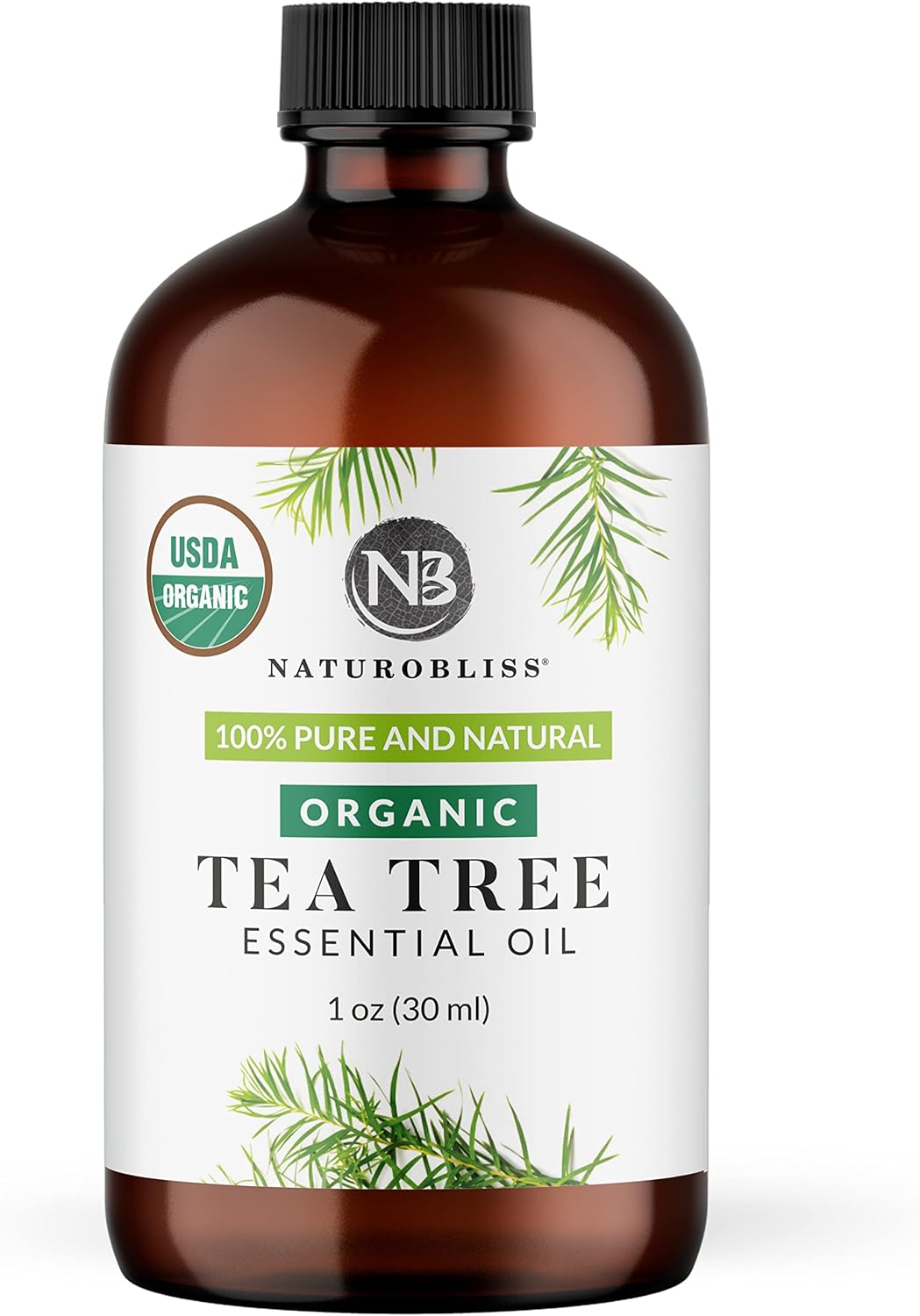 NaturoBliss Organic Tea Tree Essential Oil, 100% Pure Therapeutic Grade, Premium Quality Tea Tree Oil, 1 fl. Oz / 30 ml – Perfect for Aromatherapy and Relaxation (Tea Tree, 30ml)