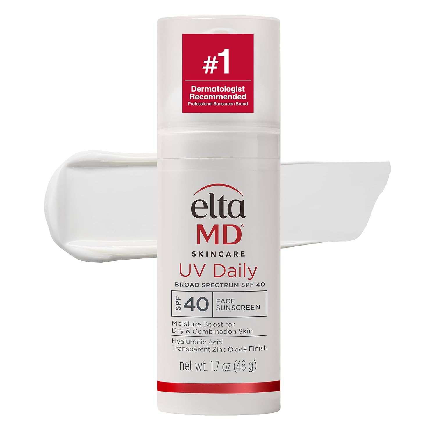 EltaMD UV Daily Face Sunscreen with Transparent Zinc Oxide and Hyaluronic Acid, Moisturizes and Protects, Great for Dry, Combination, and Normal Skin