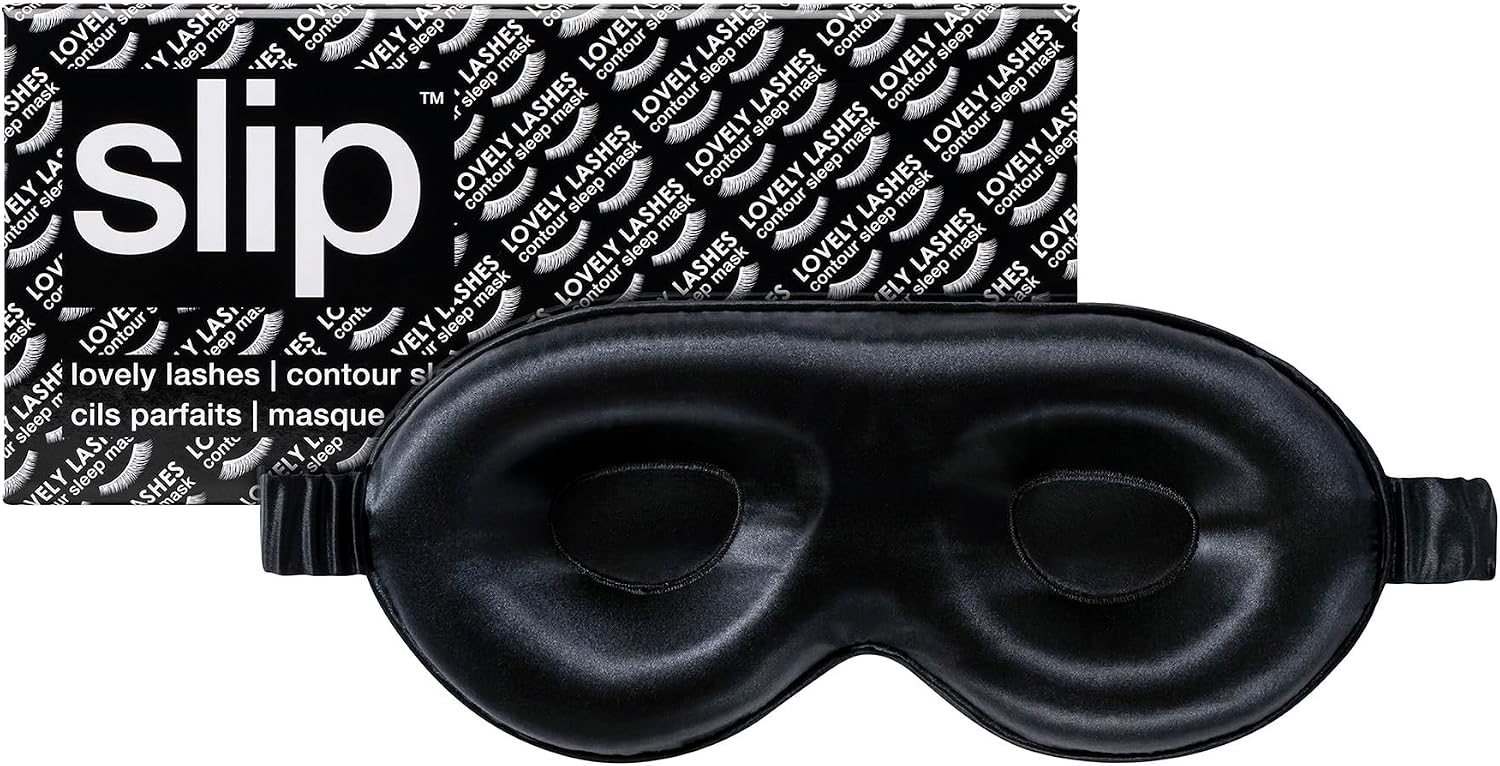 slip Contour Sleep Mask | 100% Pure Mulberry Silk, Ultra Soft | Contoured Design, Prevents Eye Pressure | Adjustable Strap, Ideal for Travel – Black